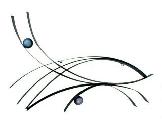 Mid Century Modern Curtis Jere Black Metal Abstract Wall Sculpture Signed 1977
