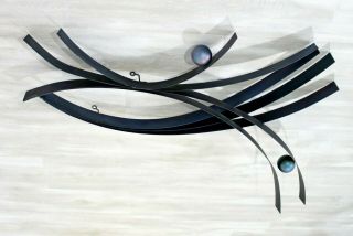 Mid Century Modern Curtis Jere Black Metal Abstract Wall Sculpture Signed 1977 2