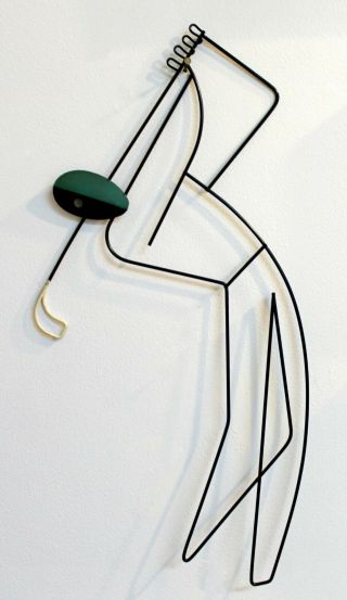 Mid Century Modern Frederick Weinberg Wire Golfer Wall Sculpture 1950s