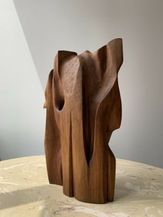 Abstract Wood Sculpture Marion Roffer Mid Century Modern 22”h X 15.  5” W X 6.  5”d