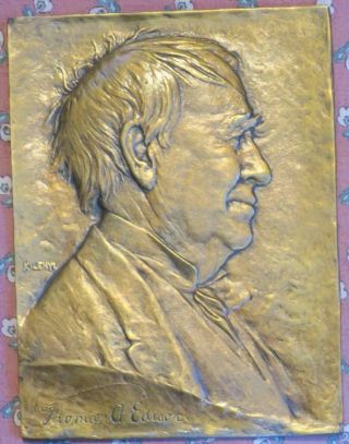 Orig Thomas A.  Edison Bas - Relief Bronze Plaque By Julio Kilenyi,  6 5/8 " X 8 3/4 "