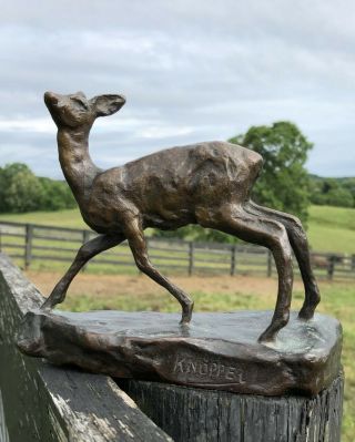 Early 20th Century Bronze Sculpture Of A Fawn By Arvid Knoppel (sweden)