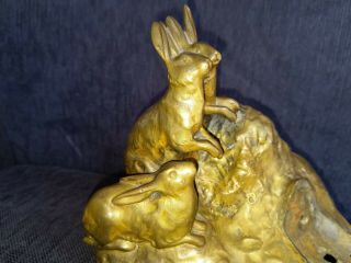 Art Deco Signed Vienna Bronze Lamp Base By Peter Tereszczuk - Rabbits