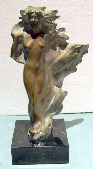 Hart.  F.  E " Veil Of Light " Nude Bronze C 1987 Limited Edition 66/350 On Marble