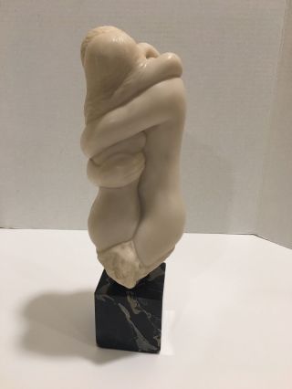 1971 Alva Museum White Resin Marble Sculpture Embracing Nude Couple Amr Signed