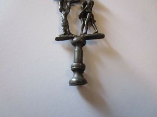 ANTIQUE PIPE SNUFFER OLD PEWTER METAL SCULPTURE NUDE MAN AND WOMAN GARDEN EDEN 3