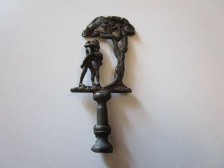 ANTIQUE PIPE SNUFFER OLD PEWTER METAL SCULPTURE NUDE MAN AND WOMAN GARDEN EDEN 4