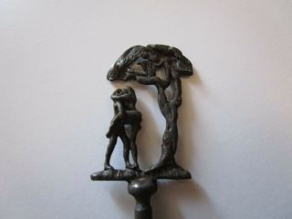 ANTIQUE PIPE SNUFFER OLD PEWTER METAL SCULPTURE NUDE MAN AND WOMAN GARDEN EDEN 5