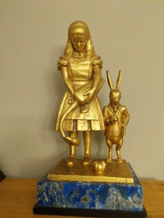Alice Using A Flamingo As A Croquet Mallet,  Hoffman Signed Sculpture.