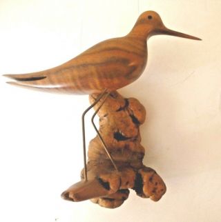 Vintage BRUCE STAMP Hand Carved Burlwood BIRD Sculpture SHORE BIRD 4