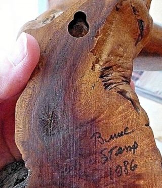 Vintage BRUCE STAMP Hand Carved Burlwood BIRD Sculpture SHORE BIRD 5