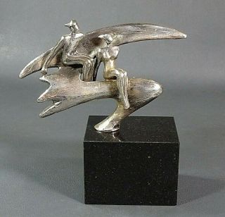 Mcm Modernist Abstract Bronze Sculpture Figurine Man Woman Wave Future Signed