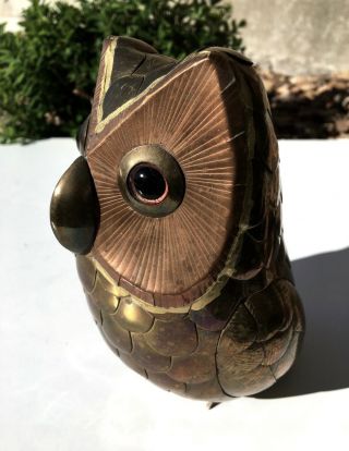 Mid Century Modern Copper & Brass Owl Sculpture Sergio Bustamante A,  RARE 4