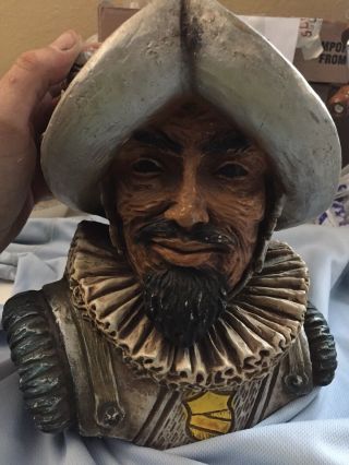 VINTAGE 1967 Universal Statuary Corp Spanish Conquistador Explorer Bust Statue 5