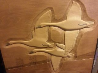 George Updegraff Flying Geese Wood Carving - Signed By Artist 1986