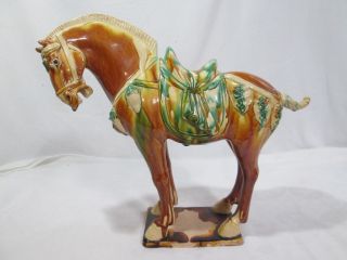 Majolica Pottery Horse,  Large 12 " T X 13.  5 " L,  Tang Dynasty 1950 