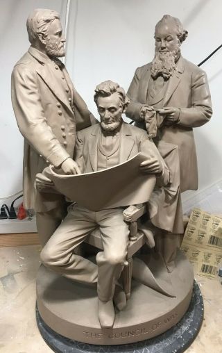 Iconic John Rogers Group Council Of War Civil Abraham Lincoln Ulysses Grant Fpu