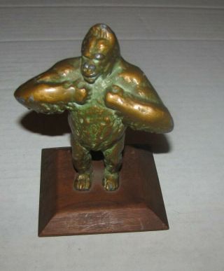 Bronze Like Lead King Kong Gorilla Ape Paperweight Statue 5 " High