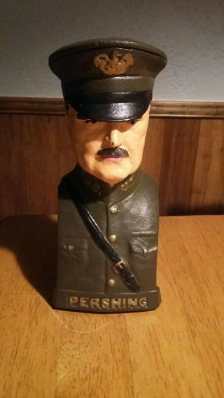 Antique U.  S General Pershing Cast Iron Bank Toy Statue Sculpture.  7.  5 Inches.